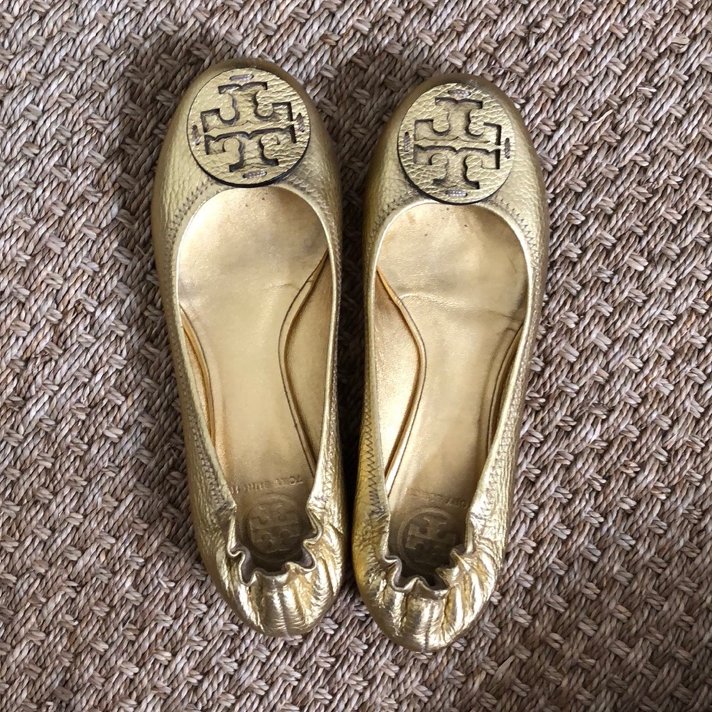 Tory Burch Gold Flats